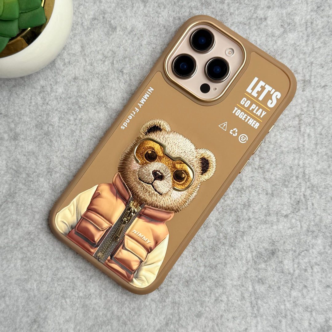 iPhone 16 Pro Max / iPhone 16 Pro 3D Embroidery Teddy Zipper Jacket Case