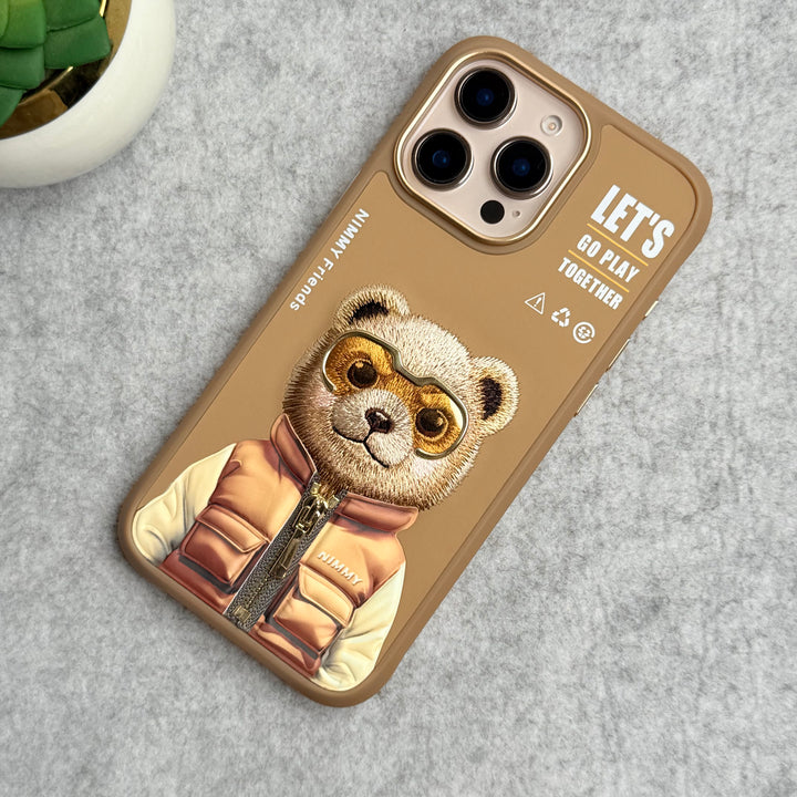 iPhone 16 Pro Max / iPhone 16 Pro 3D Embroidery Teddy Zipper Jacket Case