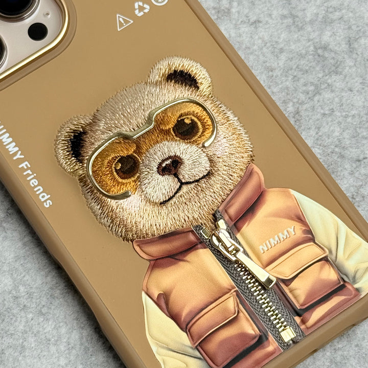 iPhone 16 Pro Max / iPhone 16 Pro 3D Embroidery Teddy Zipper Jacket Case