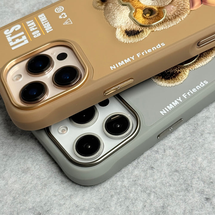iPhone 16 Pro Max / iPhone 16 Pro 3D Embroidery Teddy Zipper Jacket Case