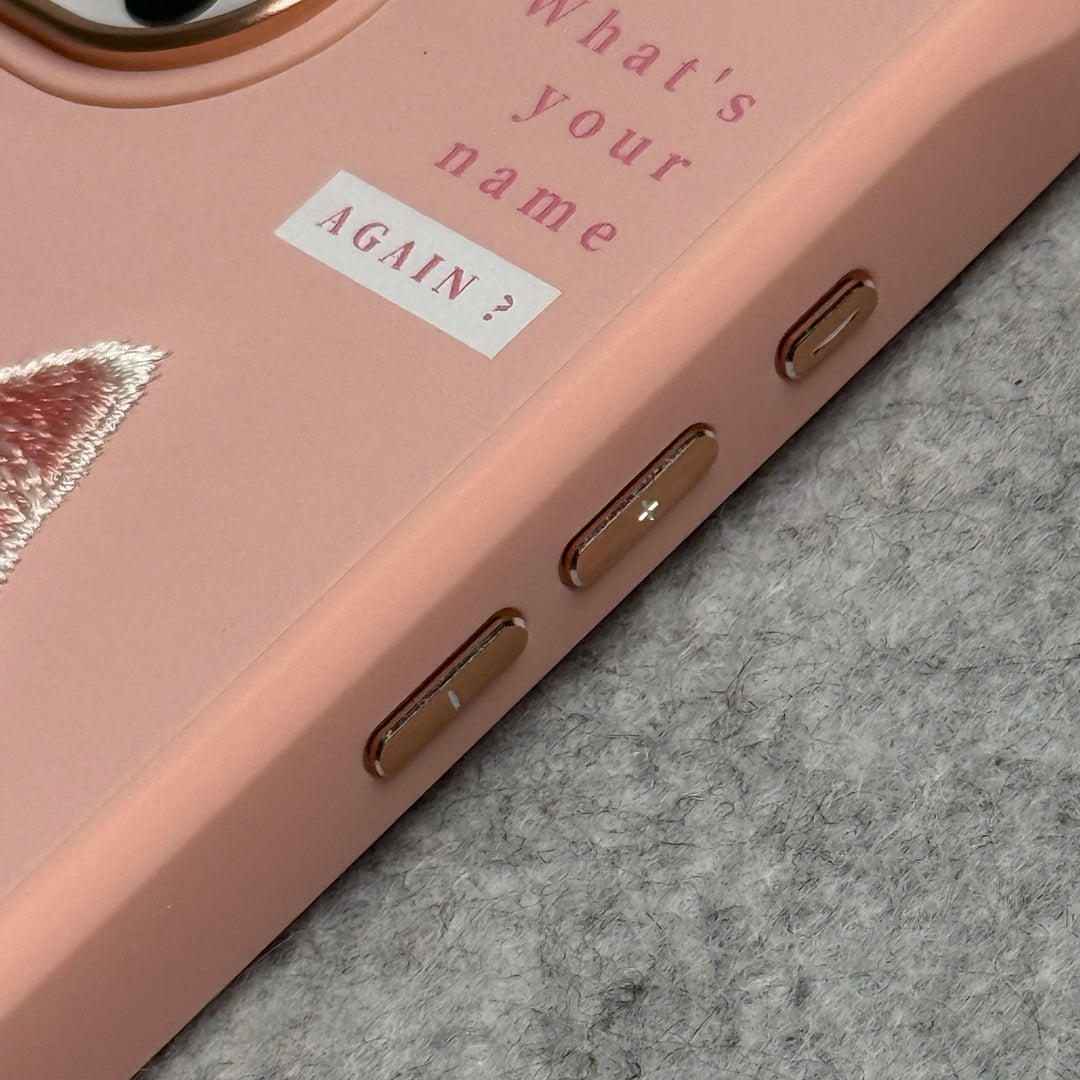 iPhone 16 Pro Max / iPhone 16 Pro 3D Embroidery Cat Pink Zipper Jacket Case
