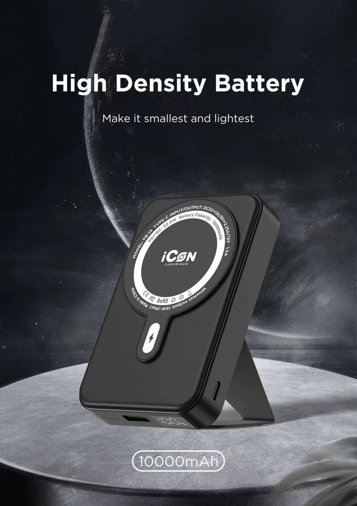 PB15 10000 mAh MagSafe Power Bank with Stand & Fast Charging (Black)