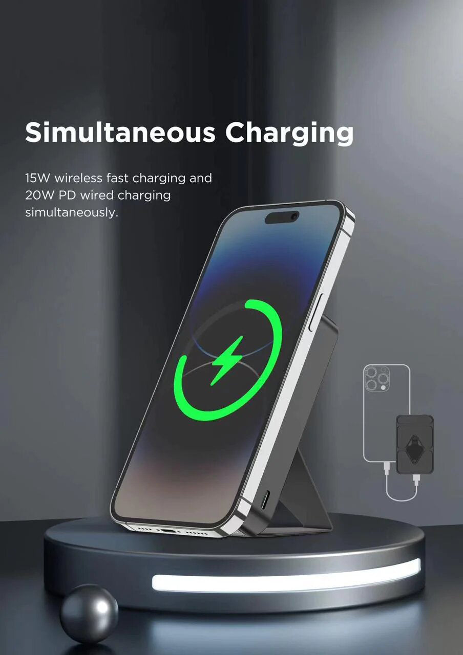 PB15 10000 mAh MagSafe Power Bank with Stand & Fast Charging (Black)