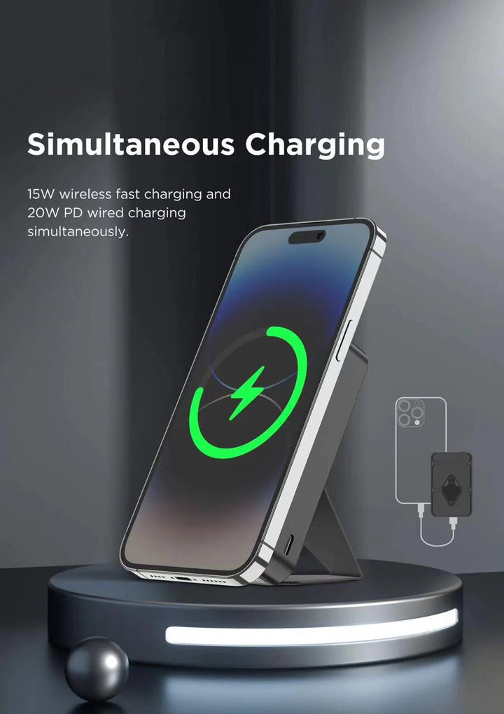 PB15 10000 mAh MagSafe Power Bank with Stand & Fast Charging (Black)