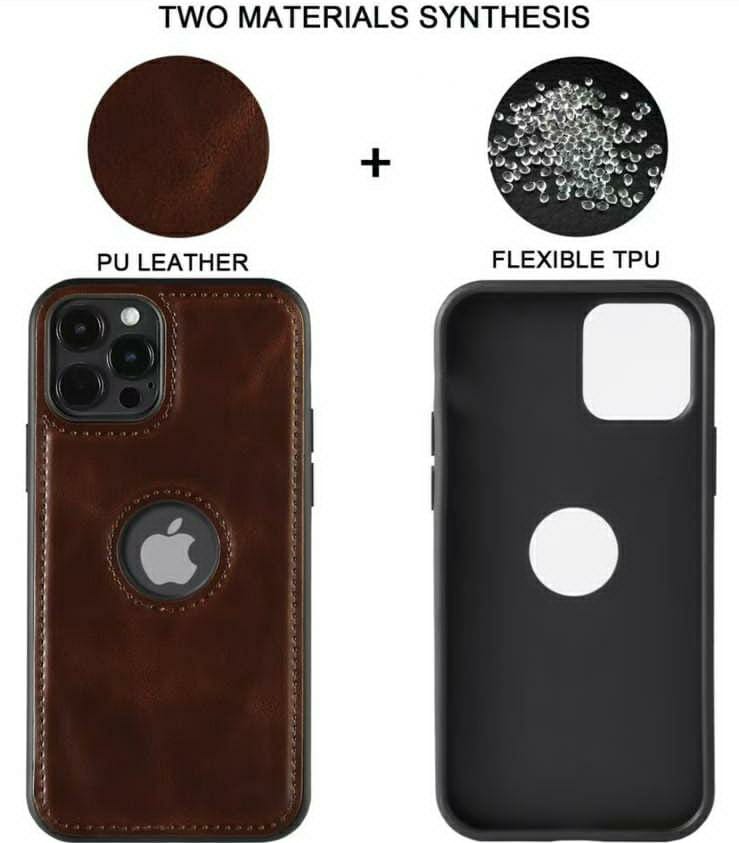 iPhone 15 Series Luxury Leather Logo Cut Back Cover