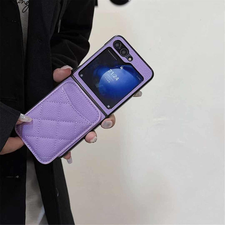 Samsung Galaxy Z Flip 6 Magsafe Case Luxury CC Leather Magnetic Wireless Charging Card Wallet Case