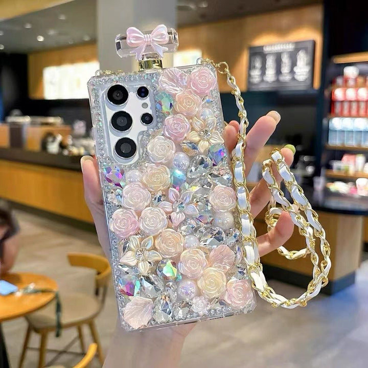 Samsung Galaxy S25 Ultra Perfume Rhinestone Diamond Design Sling Girly Cover