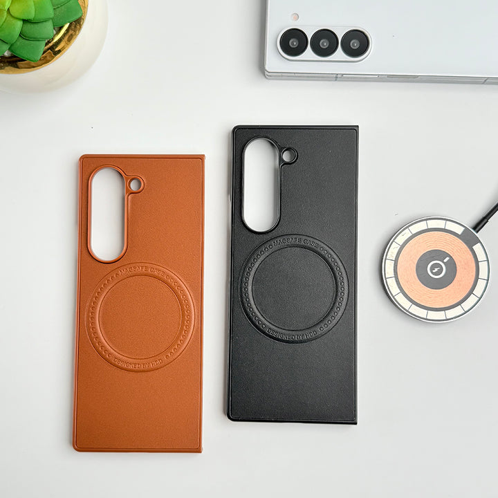 Samsung Galaxy Z Fold 5 PU Leather Strong Magnetic Ring Cover