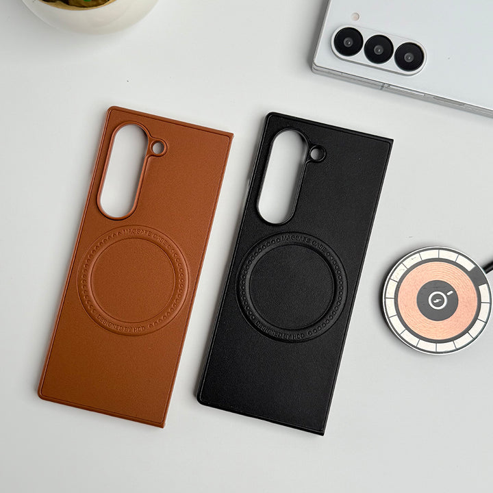 Samsung Galaxy Z Fold 5 PU Leather Strong Magnetic Ring Cover