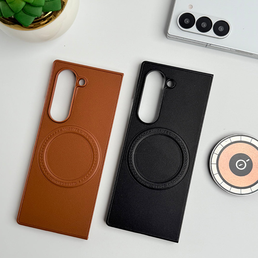 Samsung Galaxy Z Fold 5 PU Leather Strong Magnetic Ring Cover