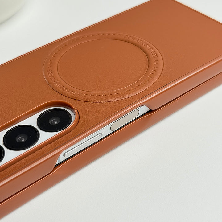 Samsung Galaxy Z Fold 5 PU Leather Strong Magnetic Ring Cover