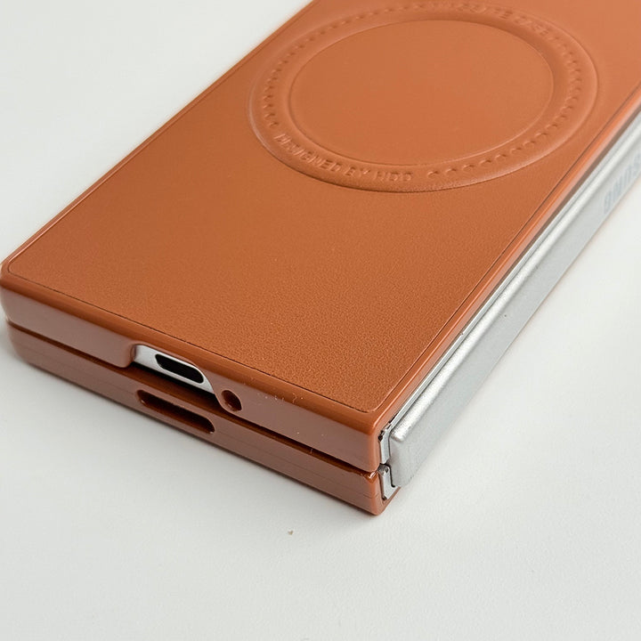 Samsung Galaxy Z Fold 5 PU Leather Strong Magnetic Ring Cover