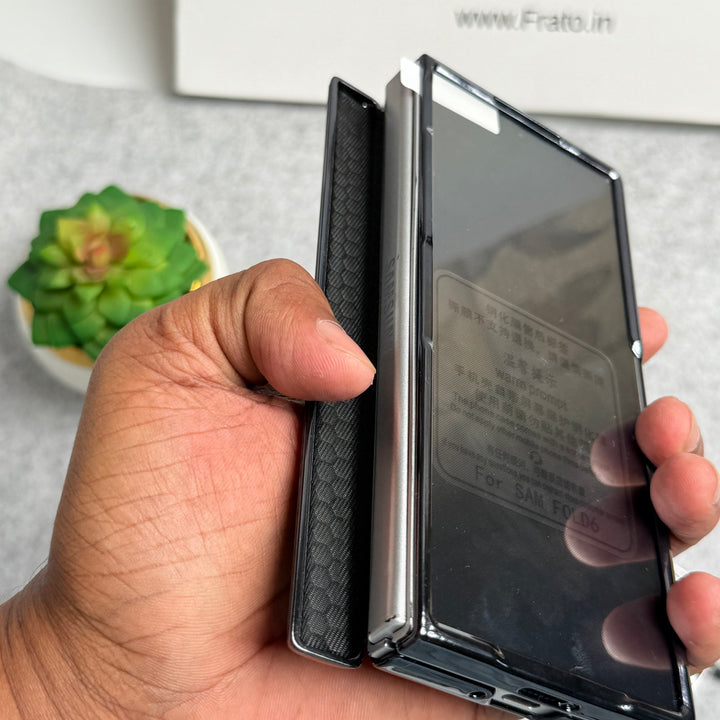 Samsung Galaxy Z Fold 6 Carbon Fiber Hinge Protection Case With Front Glass Protection