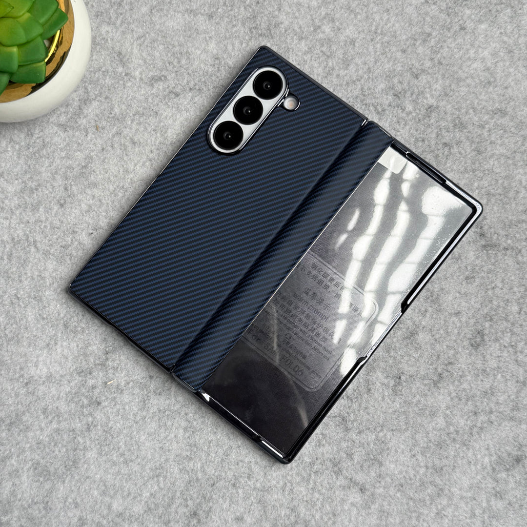 Samsung Galaxy Z Fold 6 Carbon Fiber Hinge Protection Case With Front Glass Protection