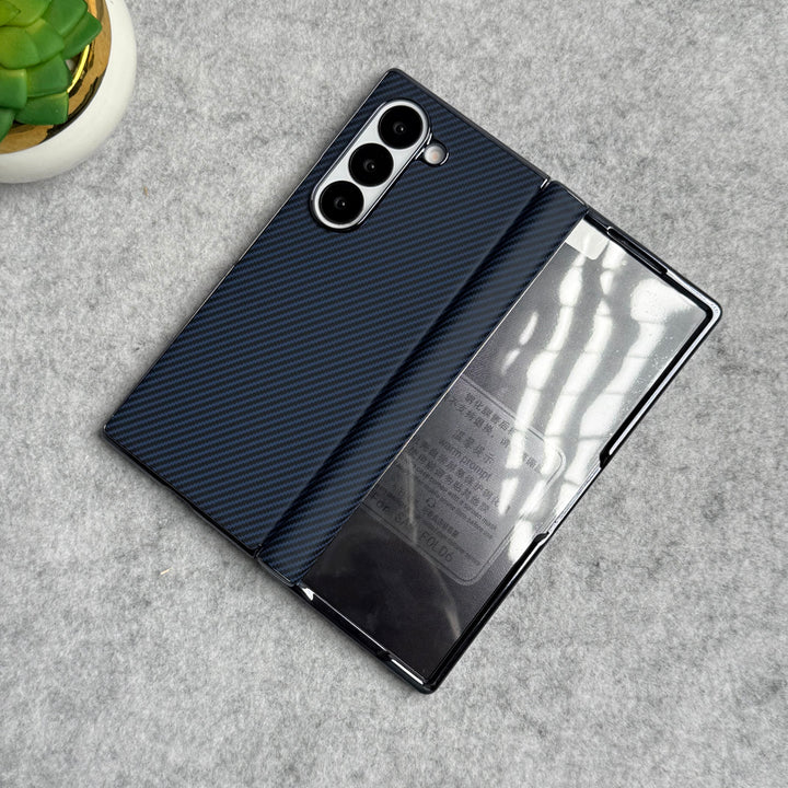 Samsung Galaxy Z Fold 6 Carbon Fiber Hinge Protection Case With Front Glass Protection