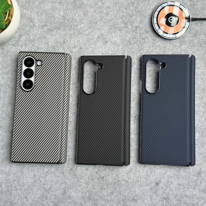 Samsung Galaxy Z Fold 6 Carbon Fiber Hinge Protection Case With Front Glass Protection