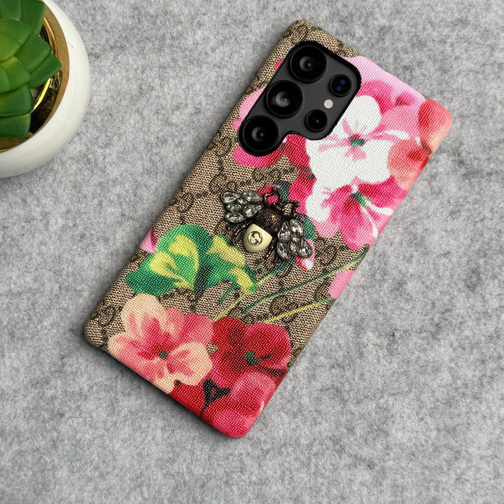 Samsung Galaxy S25 Ultra Luxury GG 3D BEE Flower Design Case Cover