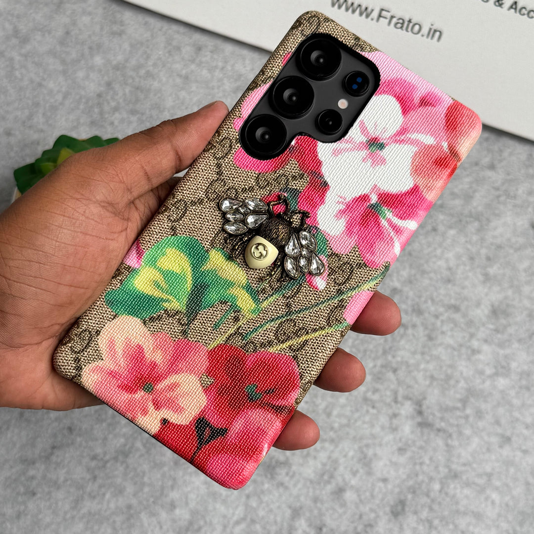 Samsung Galaxy S25 Ultra Luxury GG 3D BEE Flower Design Case Cover