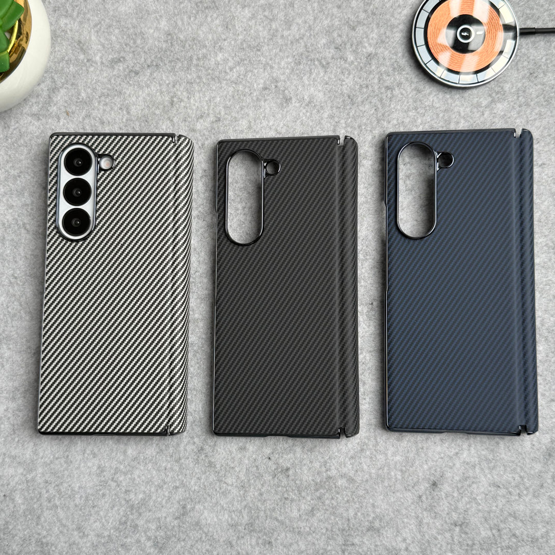 Samsung Galaxy Z Fold 6 Carbon Fiber Hinge Protection Case With Front Glass Protection