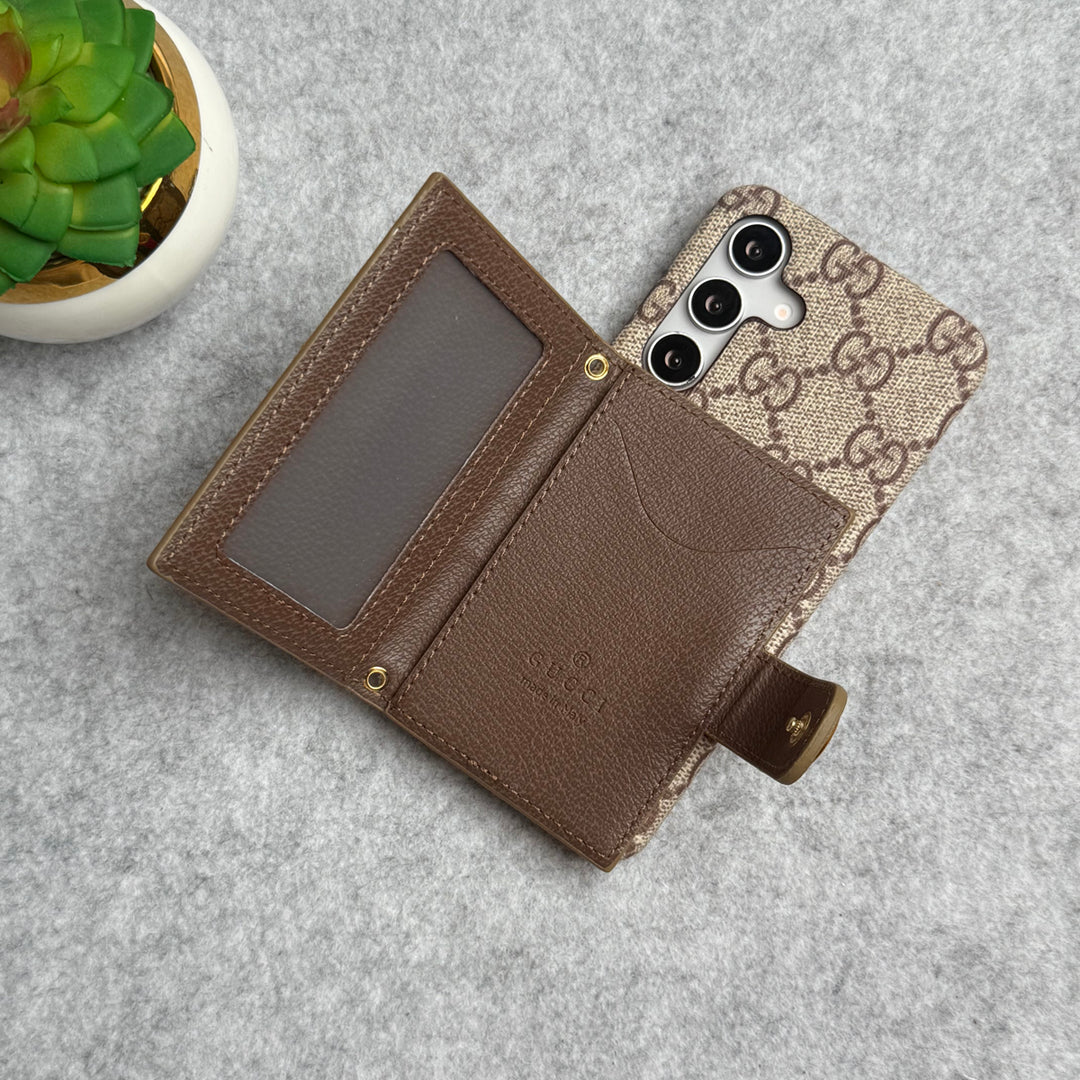 Samsung Galaxy S24 FE Luxury Brand GG Wallet Case Cover