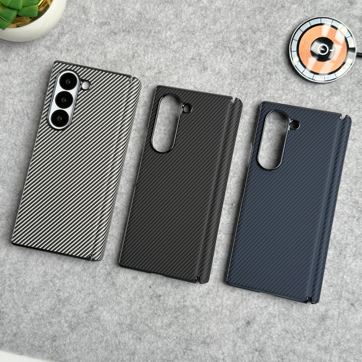 Samsung Galaxy Z Fold 6 Carbon Fiber Hinge Protection Case With Front Glass Protection