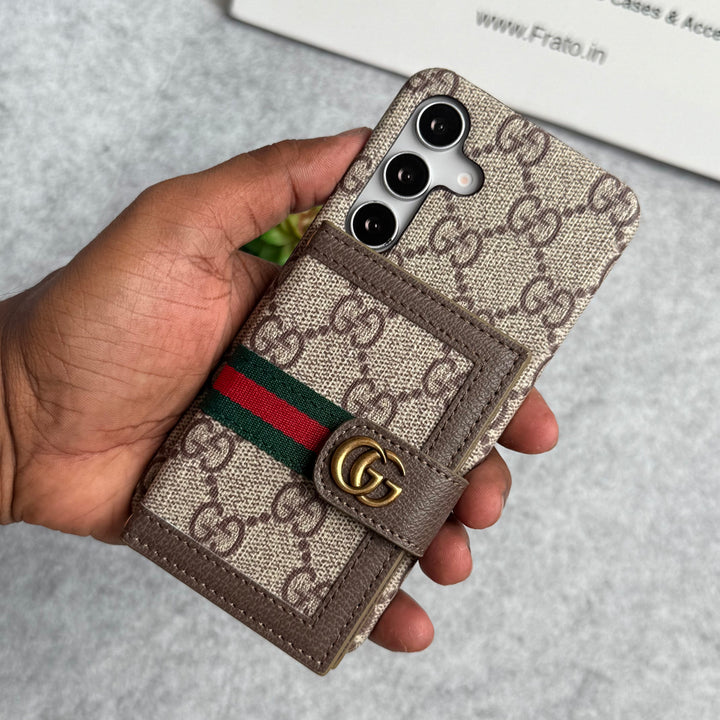 Samsung Galaxy S24 FE Luxury Brand GG Wallet Case Cover