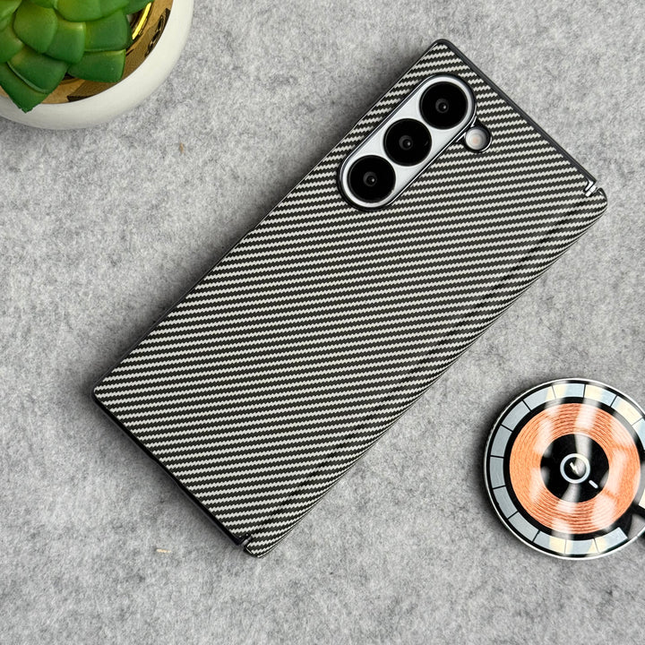 Samsung Galaxy Z Fold 6 Carbon Fiber Hinge Protection Case With Front Glass Protection