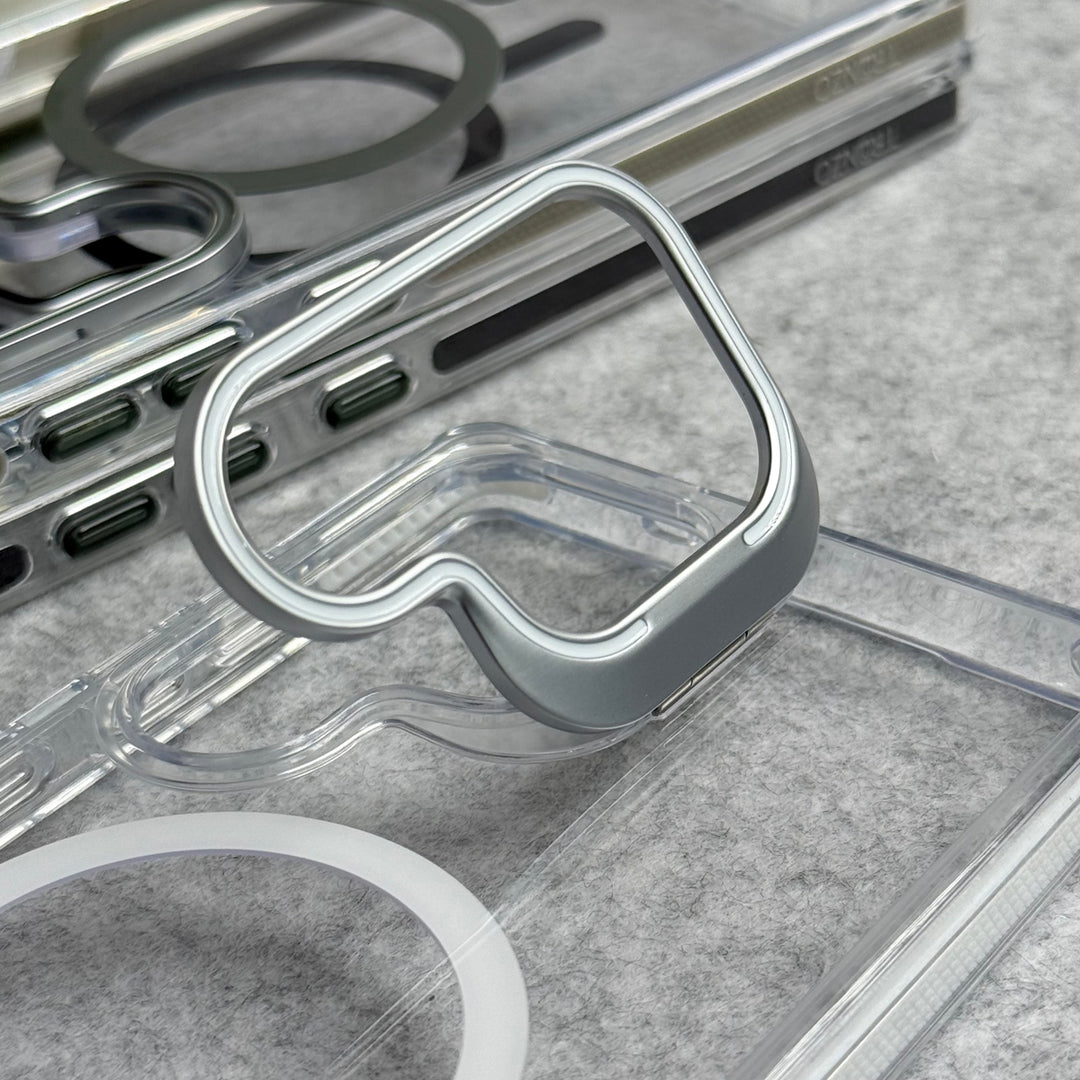 Samsung Galaxy S24 Ultra Transparent MagSafe Cover With Metal Camera Bump Kick Stand