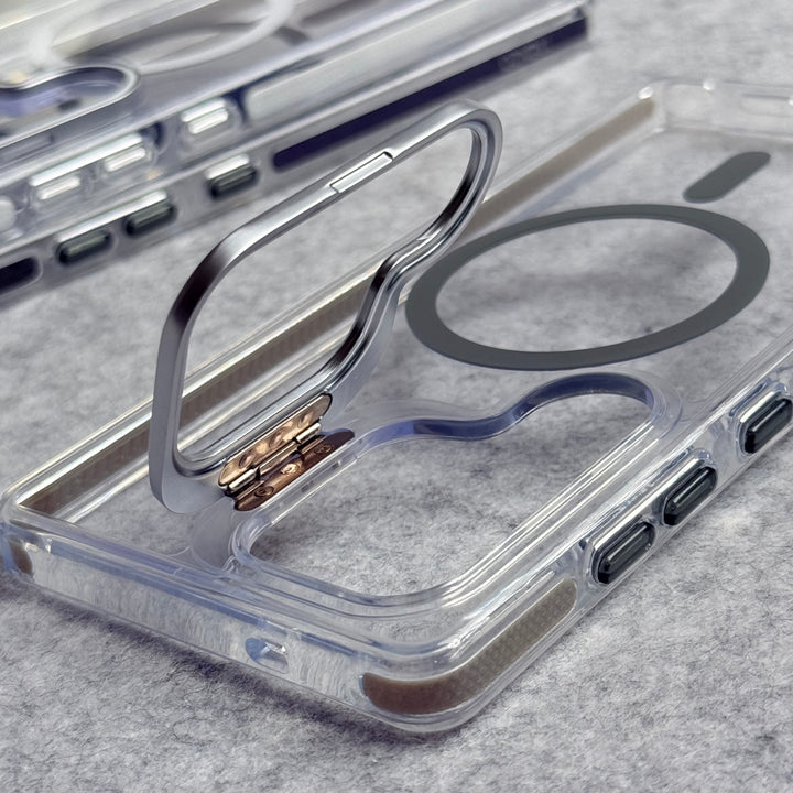 Samsung Galaxy S24 Ultra Transparent MagSafe Cover With Metal Camera Bump Kick Stand