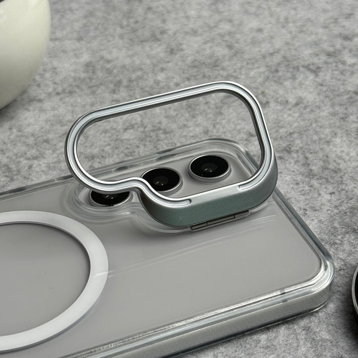 Samsung Galaxy S25 Transparent MagSafe Cover Metal Camera Bump Kick Stand
