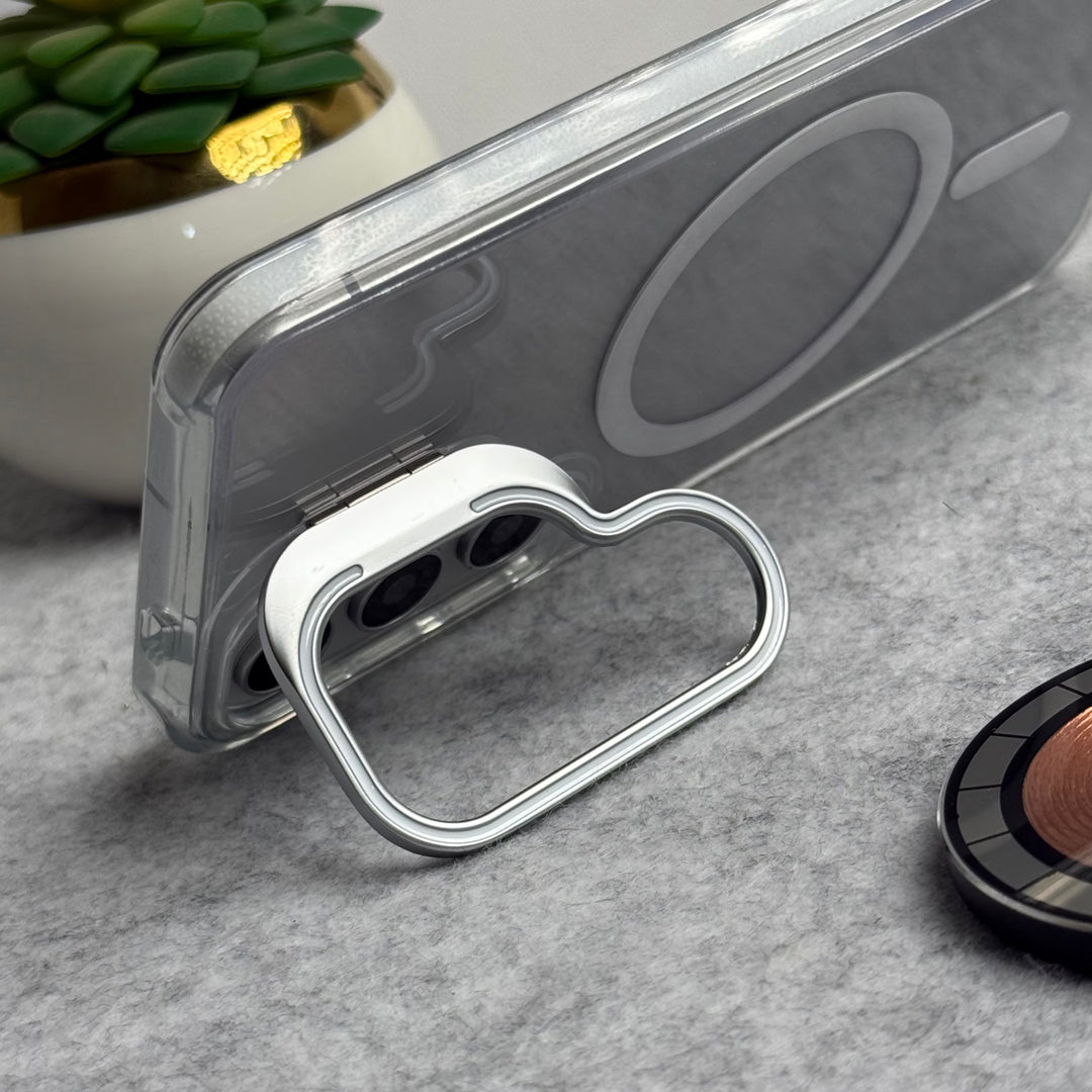 Samsung Galaxy S25 Transparent MagSafe Cover Metal Camera Bump Kick Stand