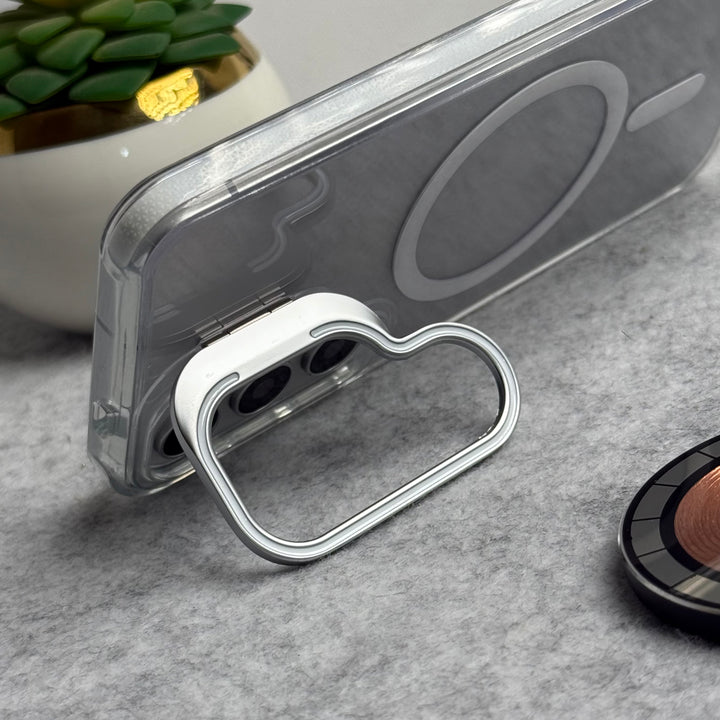 Samsung Galaxy S25 Transparent MagSafe Cover Metal Camera Bump Kick Stand