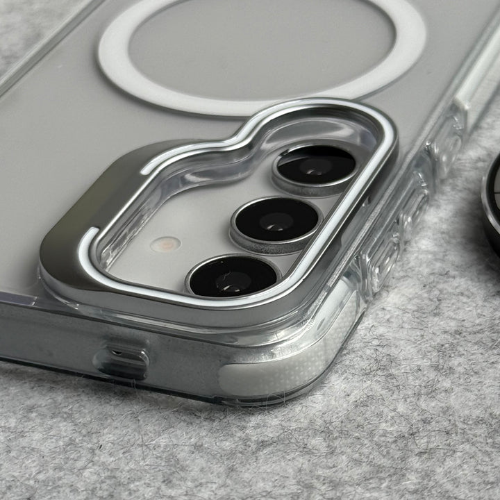 Samsung Galaxy S25 Transparent MagSafe Cover Metal Camera Bump Kick Stand