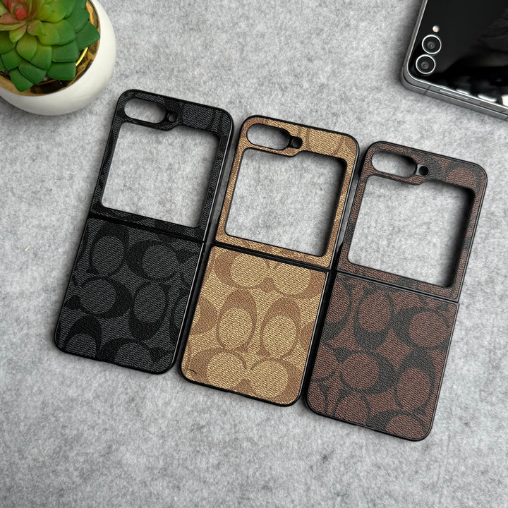 Samsung Galaxy Z Flip 6 Luxury CC Brand PU Leather Design Case Cover