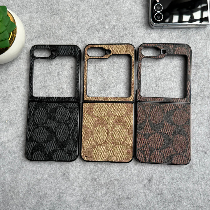 Samsung Galaxy Z Flip 6 Luxury CC Brand PU Leather Design Case Cover