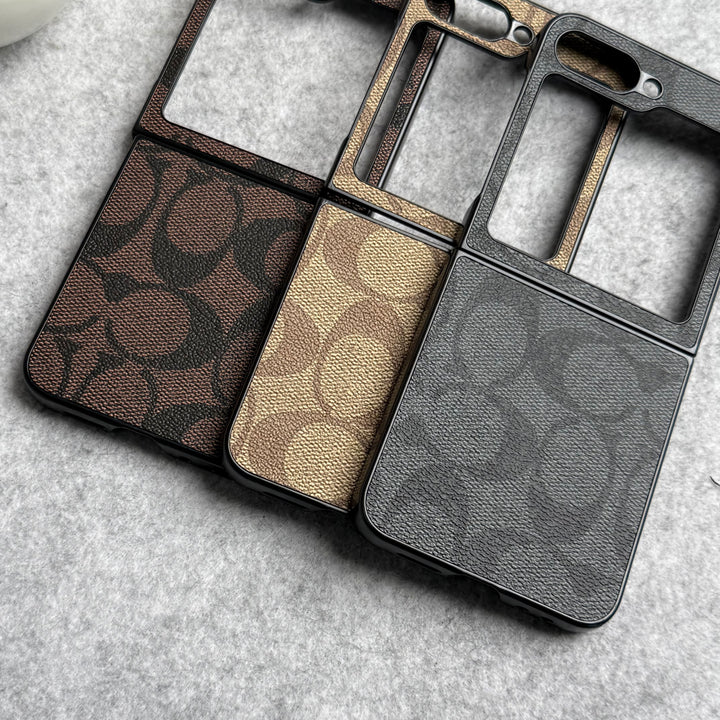 Samsung Galaxy Z Flip 6 Luxury CC Brand PU Leather Design Case Cover