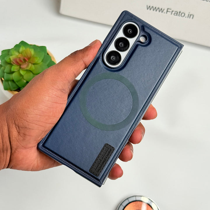 Samsung Galaxy Z fold 6 PU Leather Strong Magnetic MagSafe Ring Cover