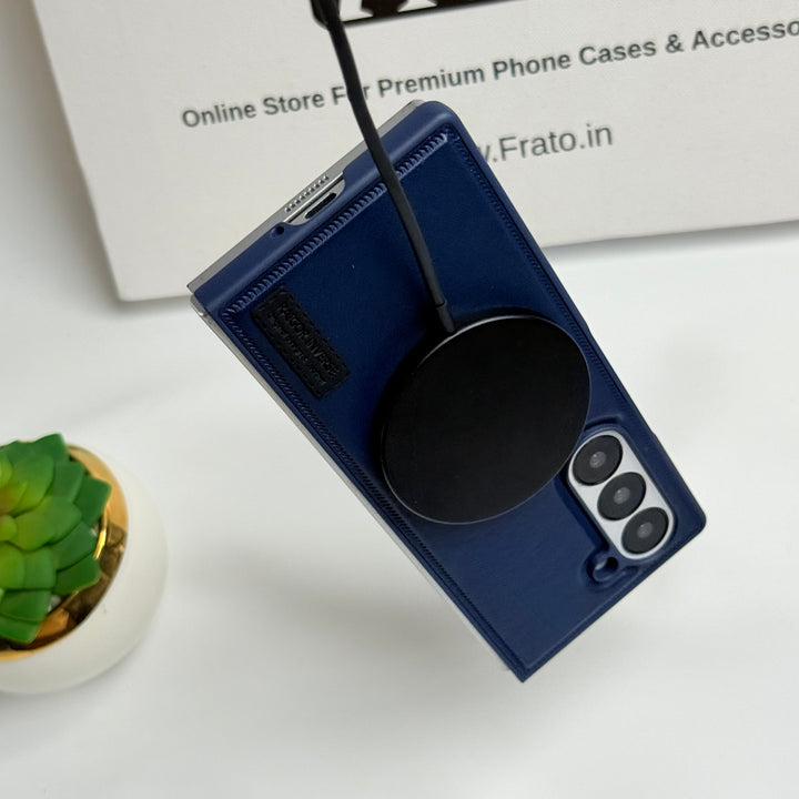 Samsung Galaxy Z fold 6 PU Leather Strong Magnetic MagSafe Ring Cover