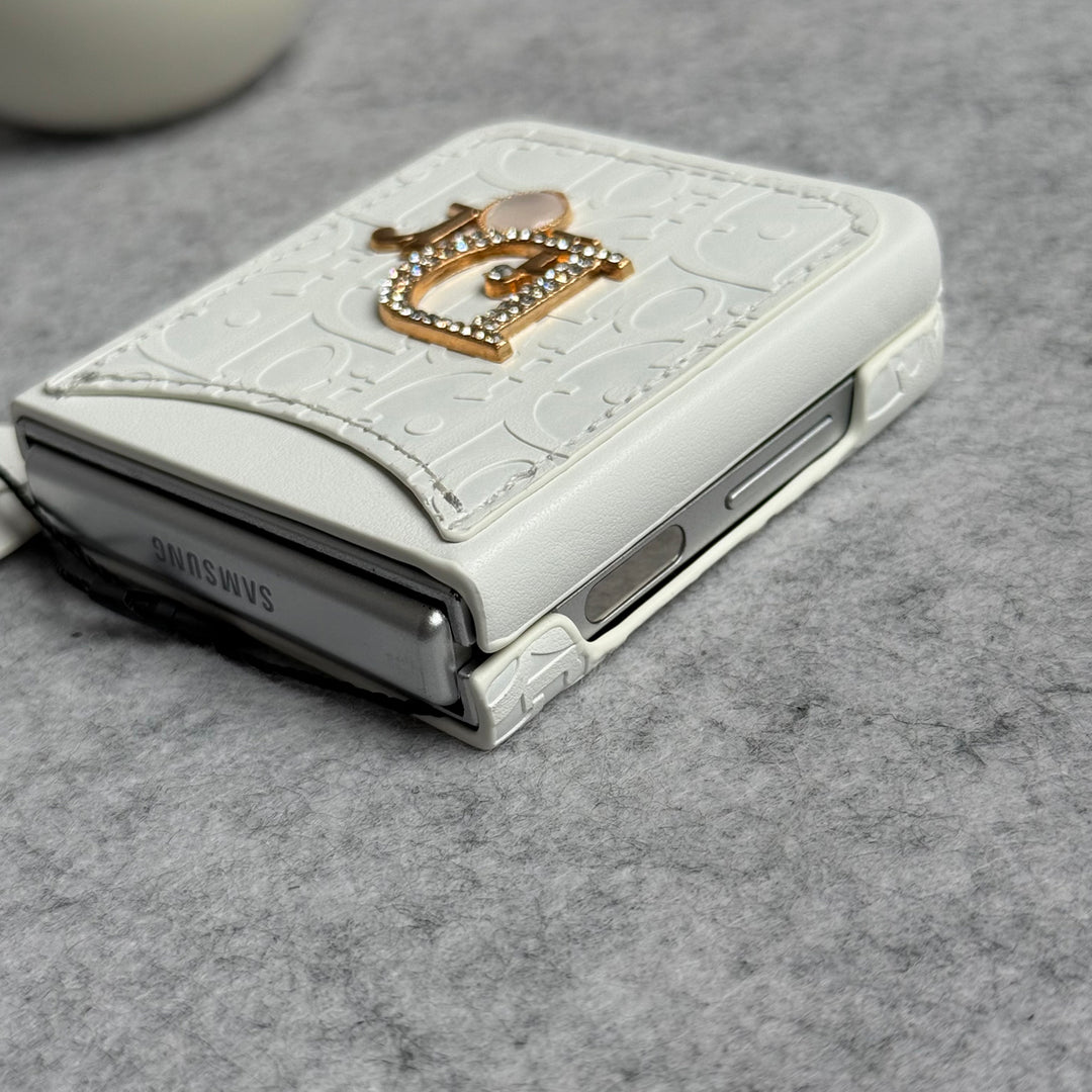 Samsung Galaxy Z Flip 6 Luxury DR Brand PU Leather Design Case Cover