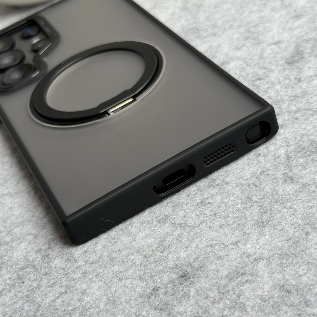 Samsung Galaxy S24 Ultra Smoke Cover With Metal Stand and Metal Camera Bump MagSafe