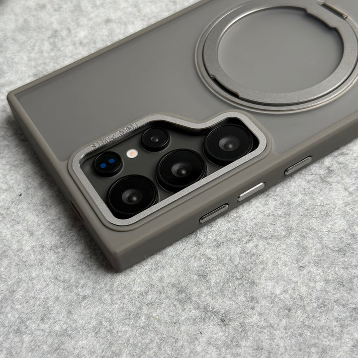 Samsung Galaxy S24 Ultra Smoke Cover With Metal Stand and Metal Camera Bump MagSafe