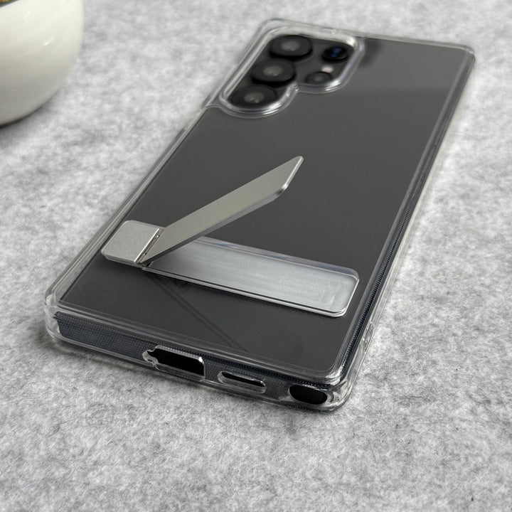 Samsung Galaxy S25 Ultra Premium Transparent Bottom Metal Stand Case Cover