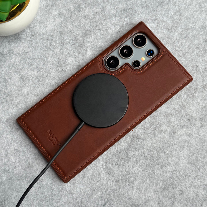 Samsung Galaxy S24 Ultra PU Leather Stitch MagSafe Case Cover