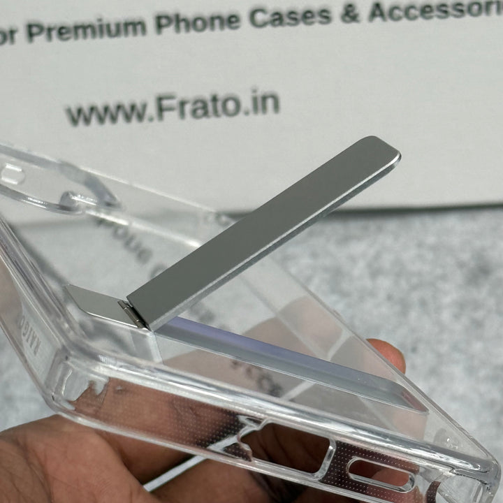 Samsung Galaxy S25 Ultra Premium Transparent Bottom Metal Stand Case Cover