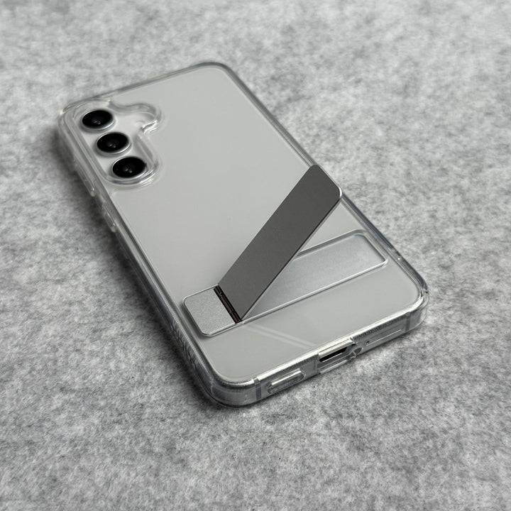 Samsung Galaxy S25 Premium Transparent Bottom Metal Stand Case Cover