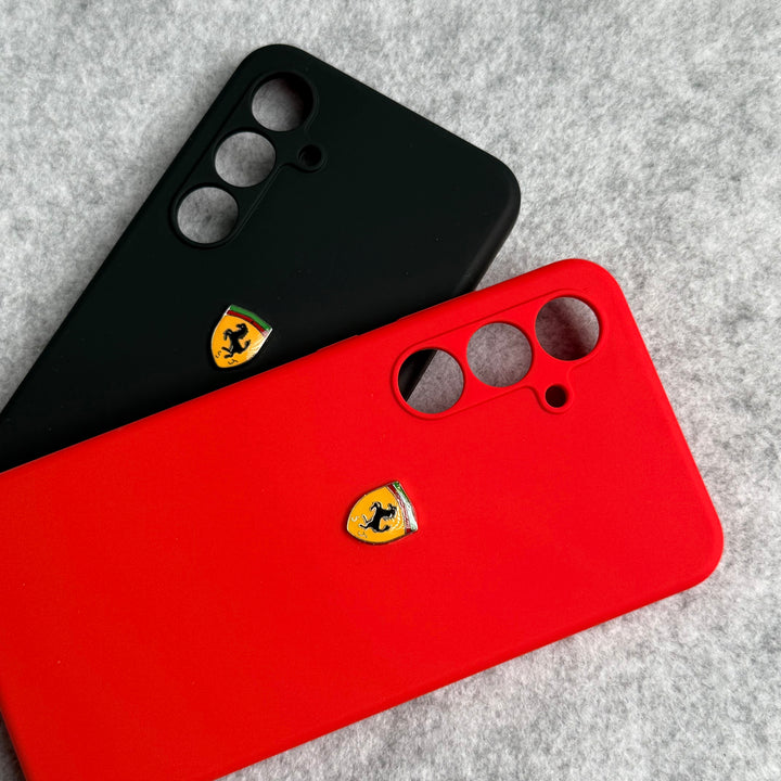 Samsung Galaxy S24 FE Sports Car Logo Liquid Silicone Case Cover