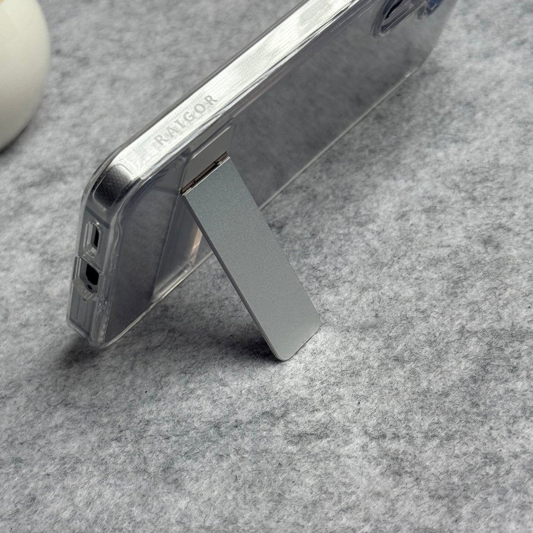 Samsung Galaxy S25 Premium Transparent Bottom Metal Stand Case Cover