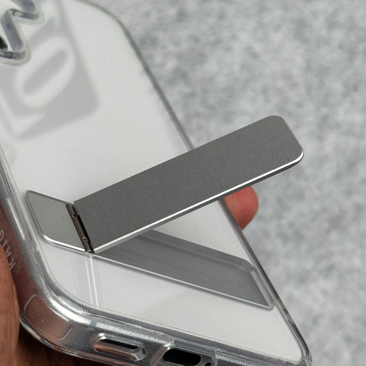 Samsung Galaxy S25 Premium Transparent Bottom Metal Stand Case Cover