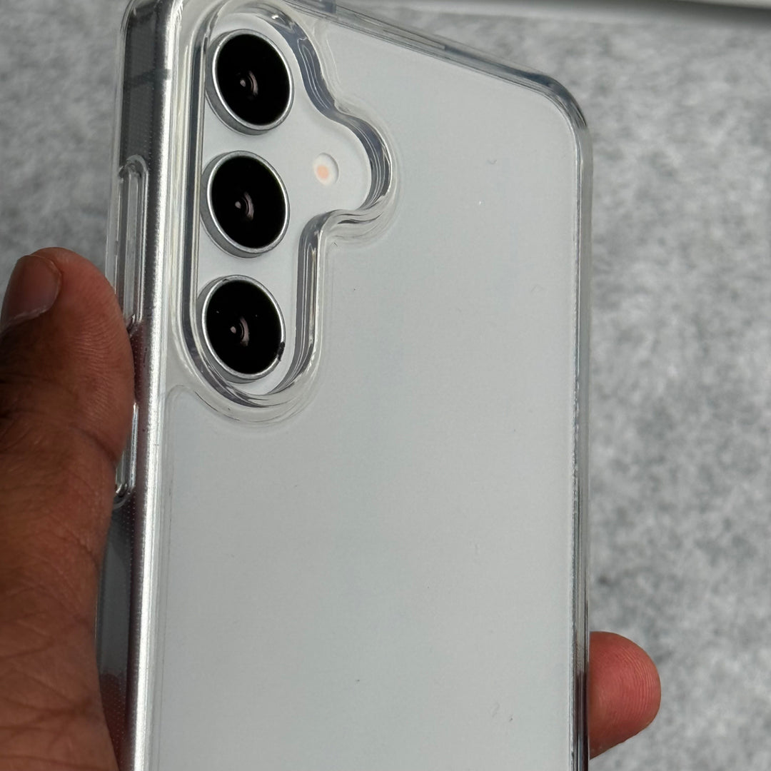 Samsung Galaxy S25 Premium Transparent Bottom Metal Stand Case Cover