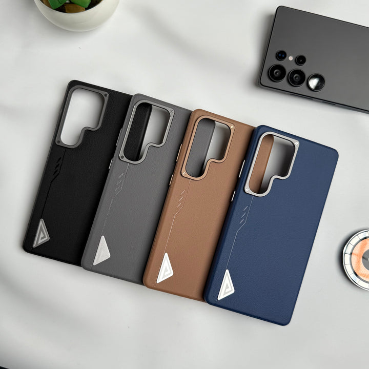 Samsung Galaxy S24 Ultra Leather Texture MagSafe PVC NUIU Case With Metal Camera Bump